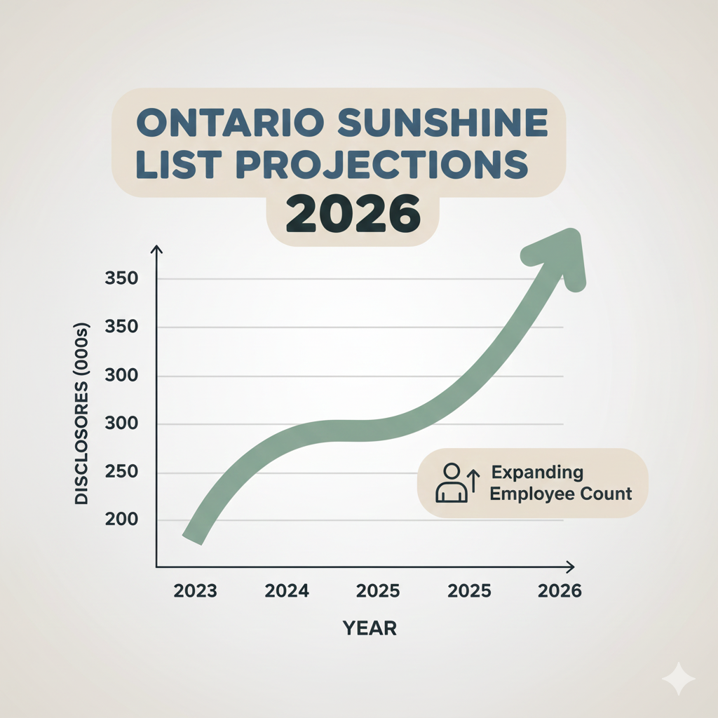 Ontario Sunshine List predictions 2026 chart showing projected employee growth